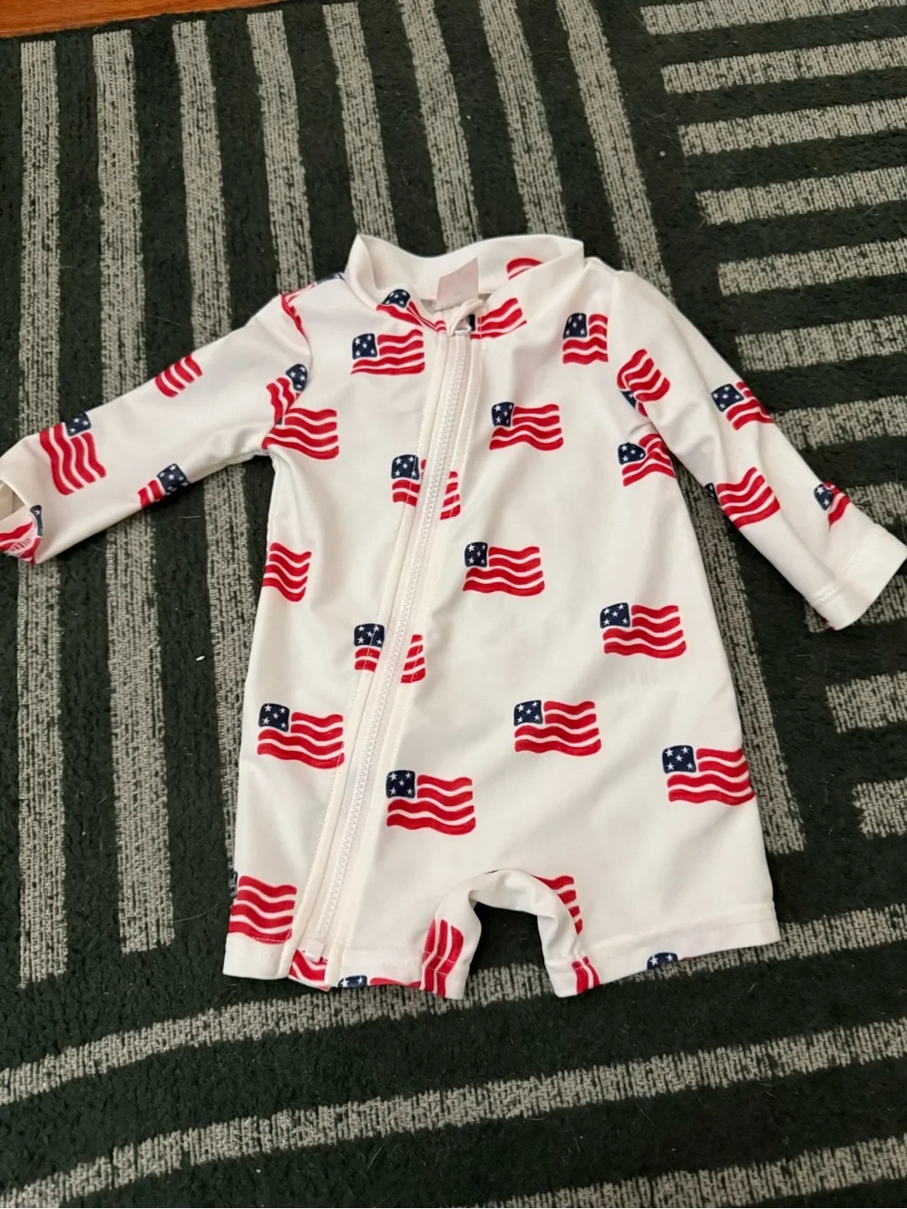 Carter's White and Red American Flag Kids Swim Rashguard